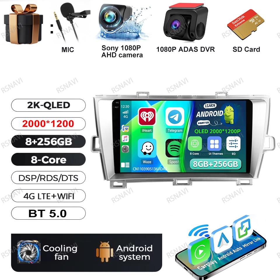 Android 16 Multimedia For Toyota Prius 2009 2010 2011 2012 2013 2015 XW30 Video Player Car Radio BT GPS Autoradio Navigation RDS