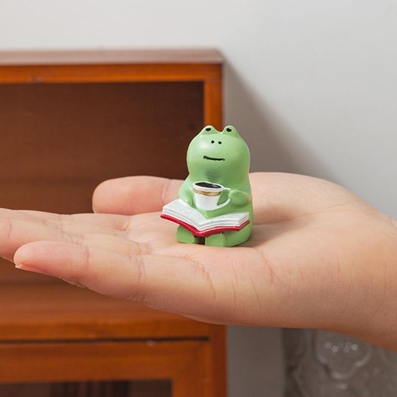 Cartoon Frog Rocking Chair Table Lamp Ornament Miniatures Figurines Cute Accessories Office Desktop Crafts Home Decoration