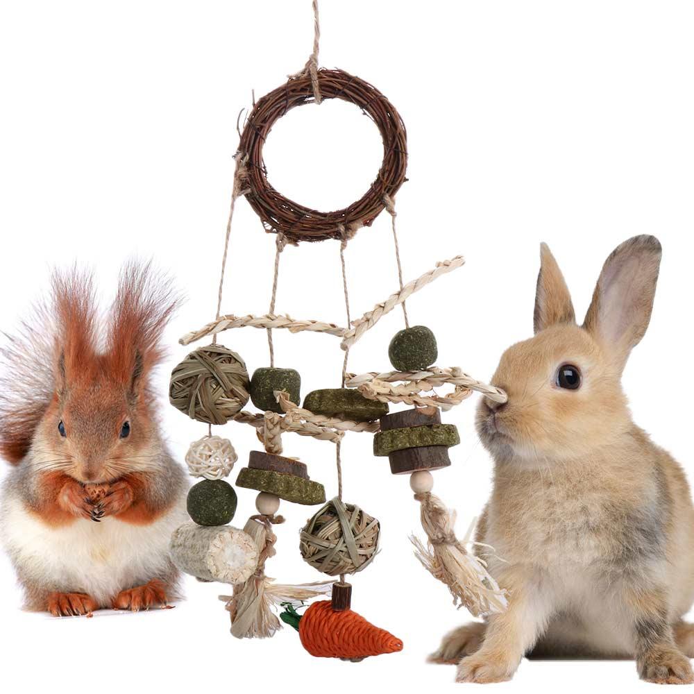 Pigs Teeth Grinding Natural Hanging Cage Accessories Molar Rattan Ring Buuny Chew Toy Rabbit Treats