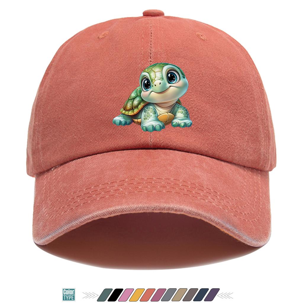 pc Cartoon Cute Turtle Print Baseball Cap Comfortable Breathable Duckbill Hat Fashionable Cute AgeReducing Design Unisex Ad