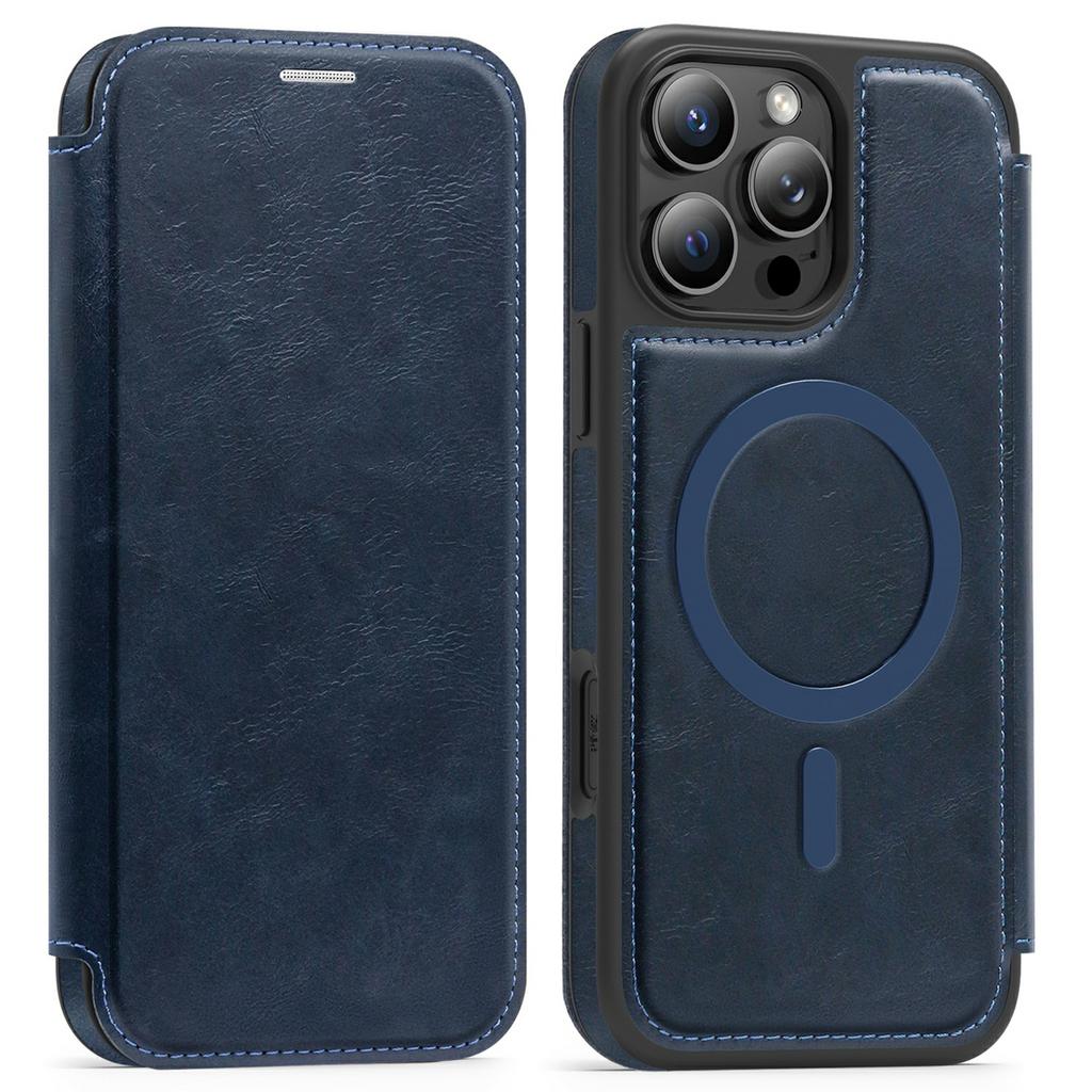 For iPhone 16 Pro Leather Case Compatible with MagSafe RFID Blocking Card Holder Phone Cover