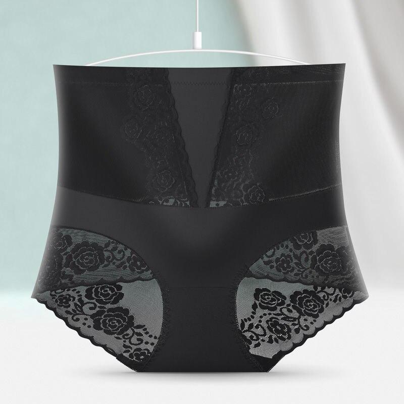 Женские кружевные трусики с вышивкой цветов, сексуальные трусы с высокой талией и эффектом лифтинга ягодиц, полезные для здоровья, утягивающие живот, бесшовное нижнее белье, трусики больших размеров EMA