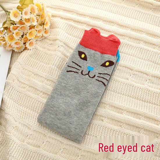 Girls' Cute Cartoon Cotton Knee-High Socks - Japanese Style for Spring & Autumn