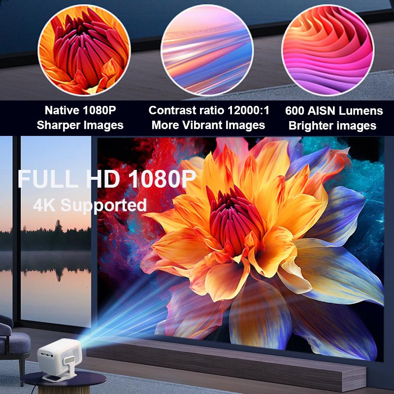Huaweishi 4K Проектор Android Нативный Портативный 1080P 600ANSI Автофокус Видео Домашний Кинотеатр Наружный HD LED Проектор