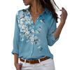 Повседневная облегающая блузка на пуговицах, весенняя рубашка с отложным воротником и 3D цветочным принтом, модные топы с длинными рукавами, женские Blusa Feminina 26264