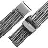 WatchGecko Классический ретро стиль Нержавеющая сталь Часовой ремешок с матовой и полированной отделкой и отделкой из пружинной стали, Складная застежка, Быстросъемная шпилька,