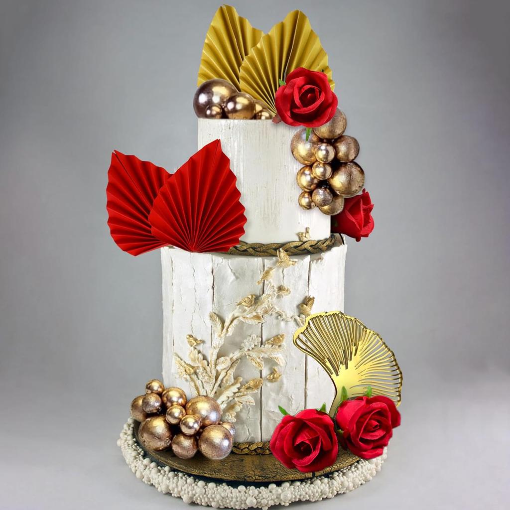 21 шт. Украшение для торта «Красная роза», Украшение для торта на день рождения королевы, Украшение для торта «Листья гинкго и пальмы» для свадьбы, вечеринки по случаю дня рождения