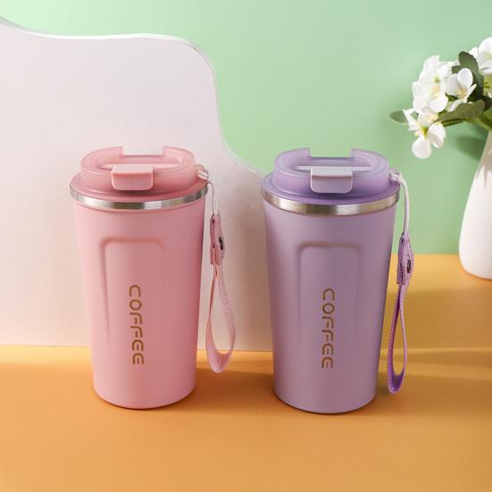 510ML Travel Coffee Mug Spill Proof with Seal Lid Insulated Eco-friendly Easy One-handed Drinking Stainless Steel Cup