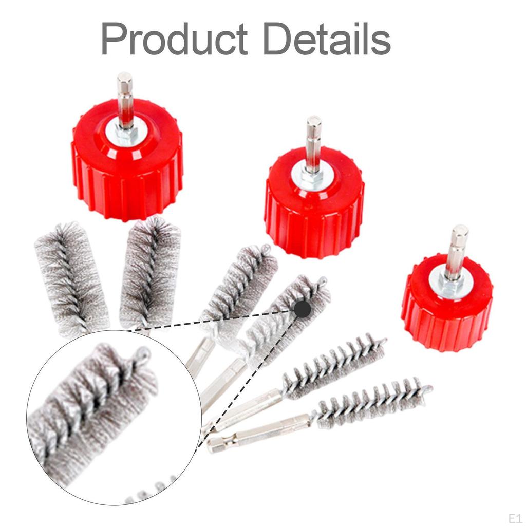 Набор для чистки медных труб для дрели 6 щеток из нержавеющей стали для чистки отверстий хвостовик 1/4 дюйма