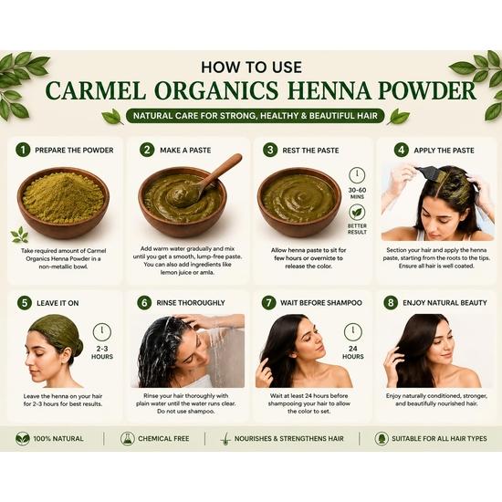 CARMEL ORGANICS Комбо порошков хны и листьев индиго для окрашивания волос (340 г каждый) | Без добавления консервантов и добавок | Без ГМО