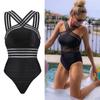 2024 Women Bikini Bodysuit Sexy Ladies Striped Bandage Backless Push Up Swimwear Swimsuit Beach Triangle Bathing Suit