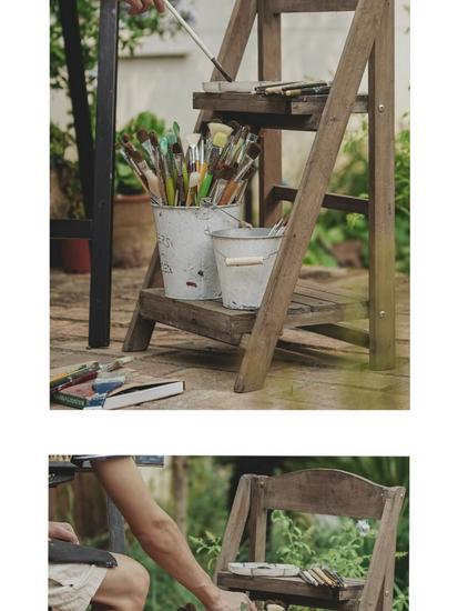 Трапециевидная подставка для цветов из массива дерева - Американский ретро многоярусная полка