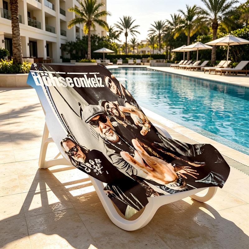 Bohse Onkelz Print Beach Towel Design, Soft, Lightweight. for Home Bathroom, Spa, Pool, Yoga, Surfing, Camping, Gift for Family, Friend