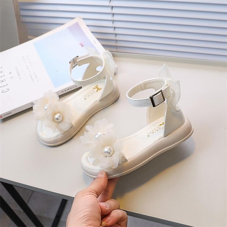 Детские летние сандалии Chic Bowtie Girl Princess Толстые пляжные сандалии Fashion Pearl Kids Causal с открытым носком Римские сандалии