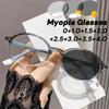 Retro Oval Photochromic Myopia Glasses Women Fashion Decorative Blue Light Blocking Eyeglasses with Diopter 0 +1.0 +1.5+2.5+4.0