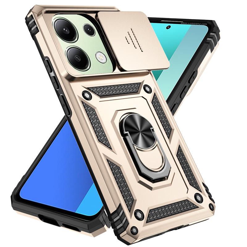 Для Xiaomi Poco M6 Pro 4G чехол Armor Slide крышка объектива камеры для Poko Little Poco M6Pro M 6 POCOM6 4G Pro чехлы-подставки с кольцом