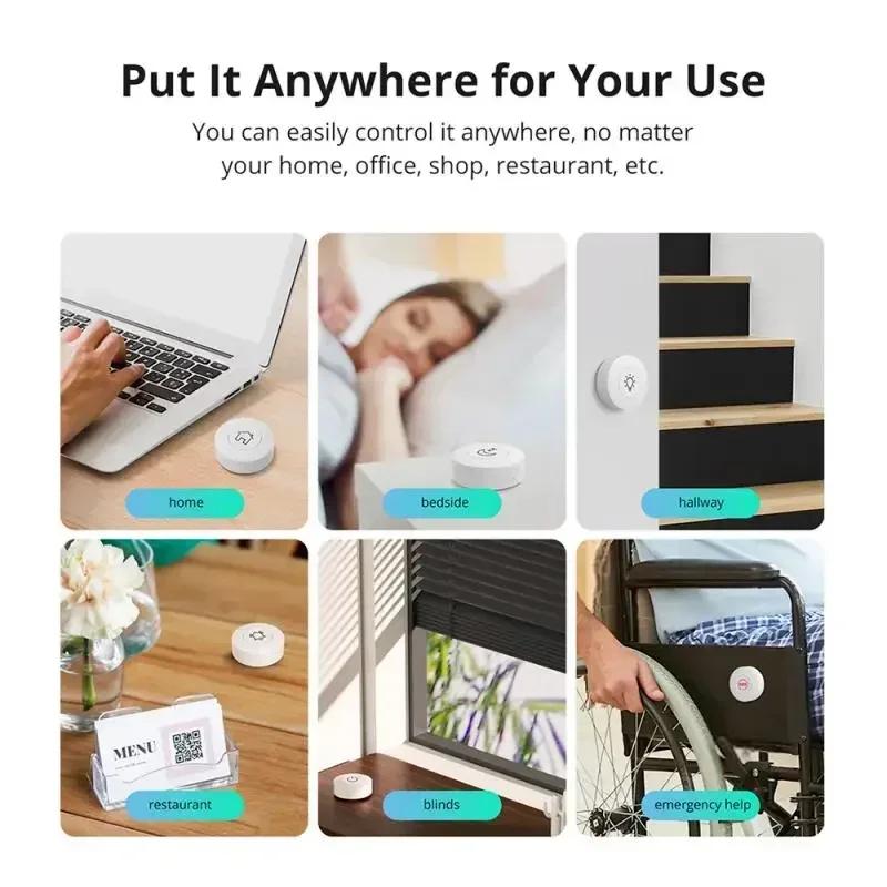 SNZB-01P Беспроводная Zigbee кнопка-выключатель Умный выключатель для сцен Умный дом Голосовое управление Для приложения EWeLink Alexa Home Assistant