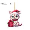 Рождественский кулон, милый мультяшный стиль, подвесной аксессуар со шнурком, акриловый рождественский кот, подвесное зеркало заднего вида