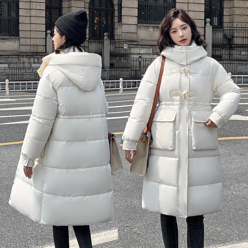 Polyester cotton-padded clothes women's new Korean version of cotton-padded clothes medium and long knee-padded jackets loose and thickene