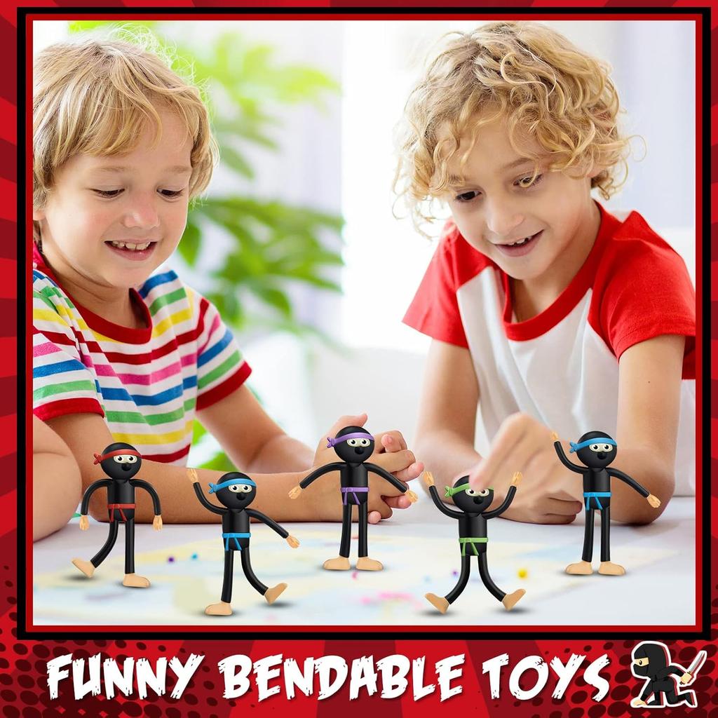 Hungdao 24 шт. Гибкие игрушки-ниндзя для мальчиков и девочек, Гибкие фигурки ниндзя, Гибкие игрушки, Сувениры для вечеринки в стиле ниндзя, Игрушки для вечеринки в честь дня рождения, Подарок