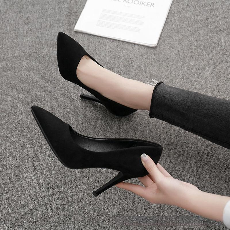 Fashion 2024Woman Pumps New High Heels Stiletto Pump Single Shoes Female Office Shoes Ladies Black Pointed Toe Sexy Party Wedding Shoes