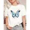 Oversized T-Shirt Black Blue Butterfly Print Casual Wear