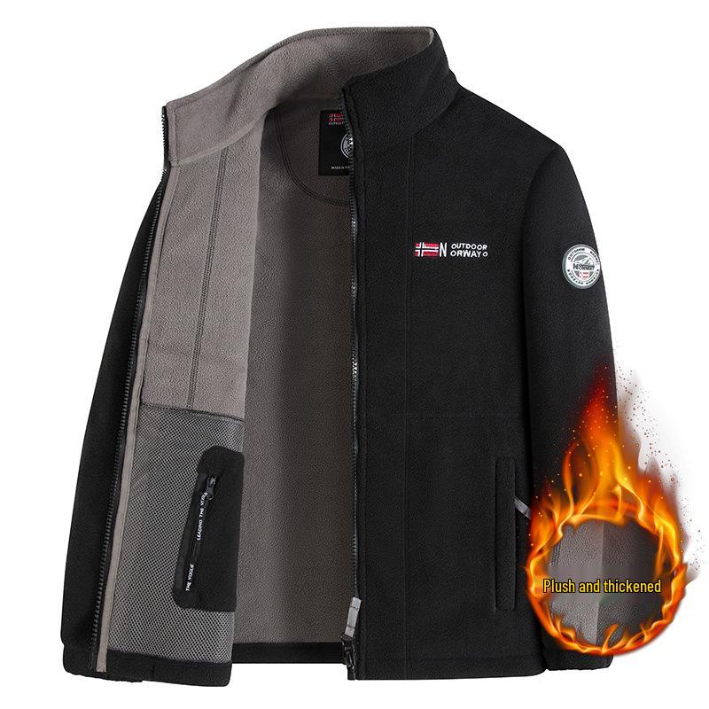 Высококачественная утолщенная норвежская зимняя куртка из флиса и хлопка с вышивкой и воротником-стойкой