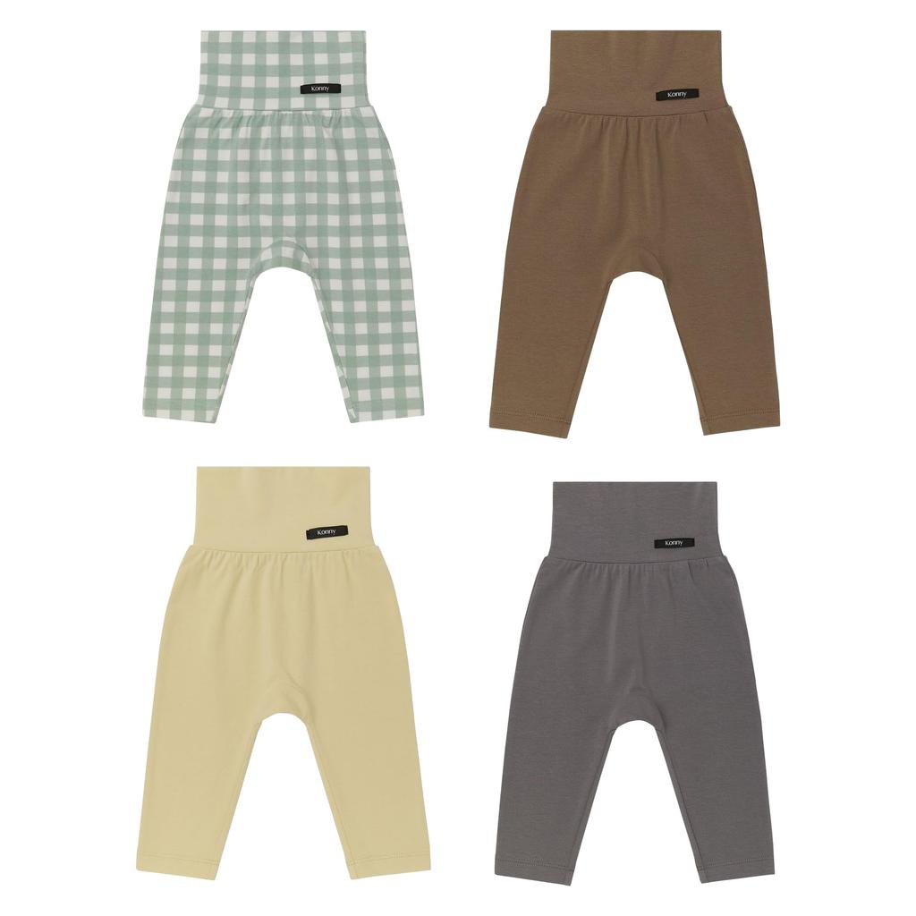 Набор мягких модальных леггинсов для поддержки животика, для малыша, для малыша, шалфейный, масляный, [Konny], 4 предмета, с высокой талией, теплые, леггинсы, штаны, одежда, низ, штаны,