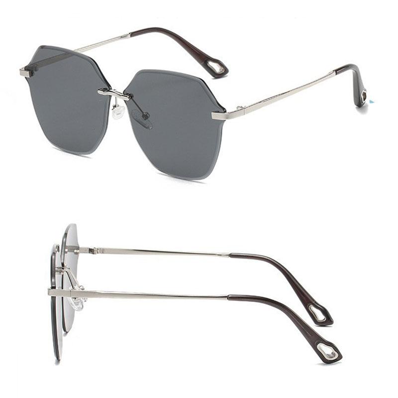 Неполяризованные Солнцезащитные очки оверсайз без оправы с обрезным краем Женские Модные Солнцезащитные очки для вождения