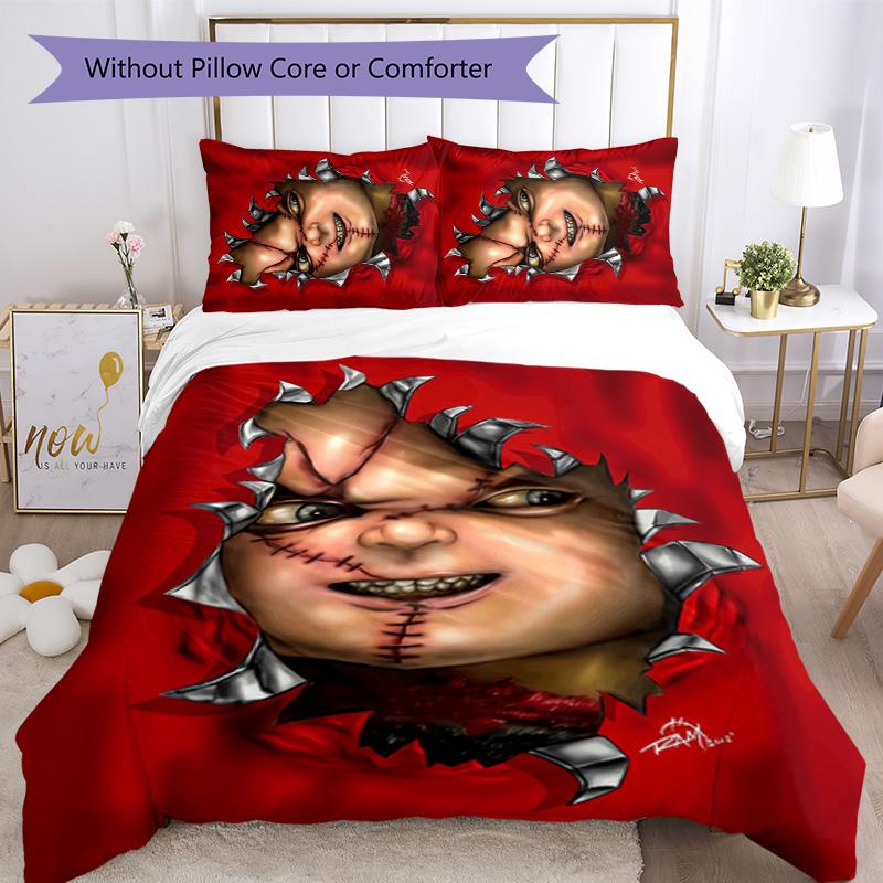 Chucky 3pcs Bedding Set Duvet Cover Closure Includes 1 Duvet Cover & 2 Pillowcases for All Seasons Bedroom Home Dorm Decor