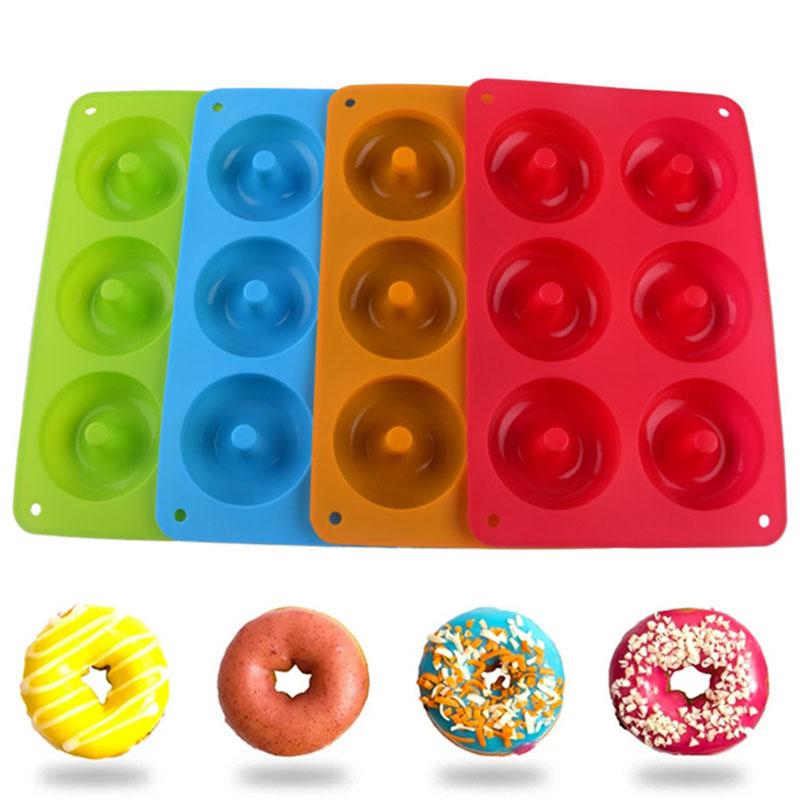 Модная форма для выпечки кексов, мыла, шоколада, бытовая форма для выпечки, антипригарное покрытие, 6 отверстий, подарки для вечеринок с кексами, многоразовый кухонный инструмент, силиконовая форма для пончиков