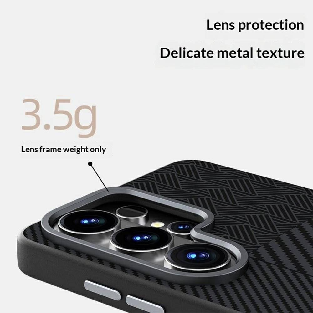 ABEEL Для Samsung Galaxy S26 / S26 Pro Магнитный Чехол PC + TPU + Алюминиевый Сплав + ПУ Кожа Тонкая Задняя Крышка Телефона