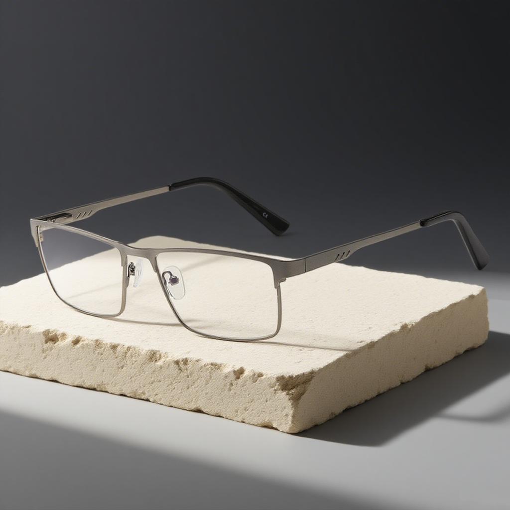 Business Square Metal Large Frame Reading Glasses for Men Elderly Presbyopia Eyeglasses Anti Blue Light Eye Protection Eyewear