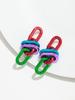 Retro Acrylic Oval Link Drop Earrings for Women New Trendy Metallic Colorful Geometric Chain Long Earring Punk Jewelry Gifts