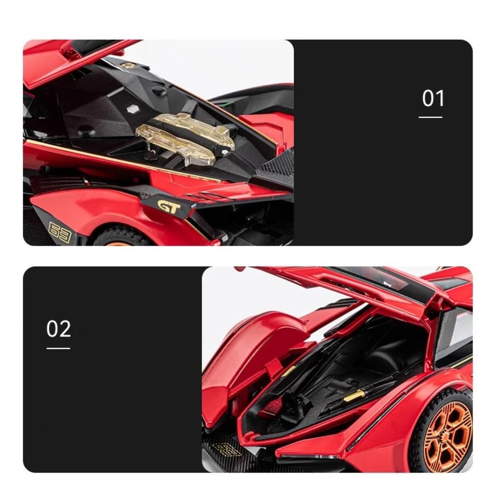 1/32 Lamborghini V12 Vision GT Gran Turismo Суперкар Сплав Модель Машины Литой Звук и Свет Игрушки Детский Транспорт Подарки для Детей