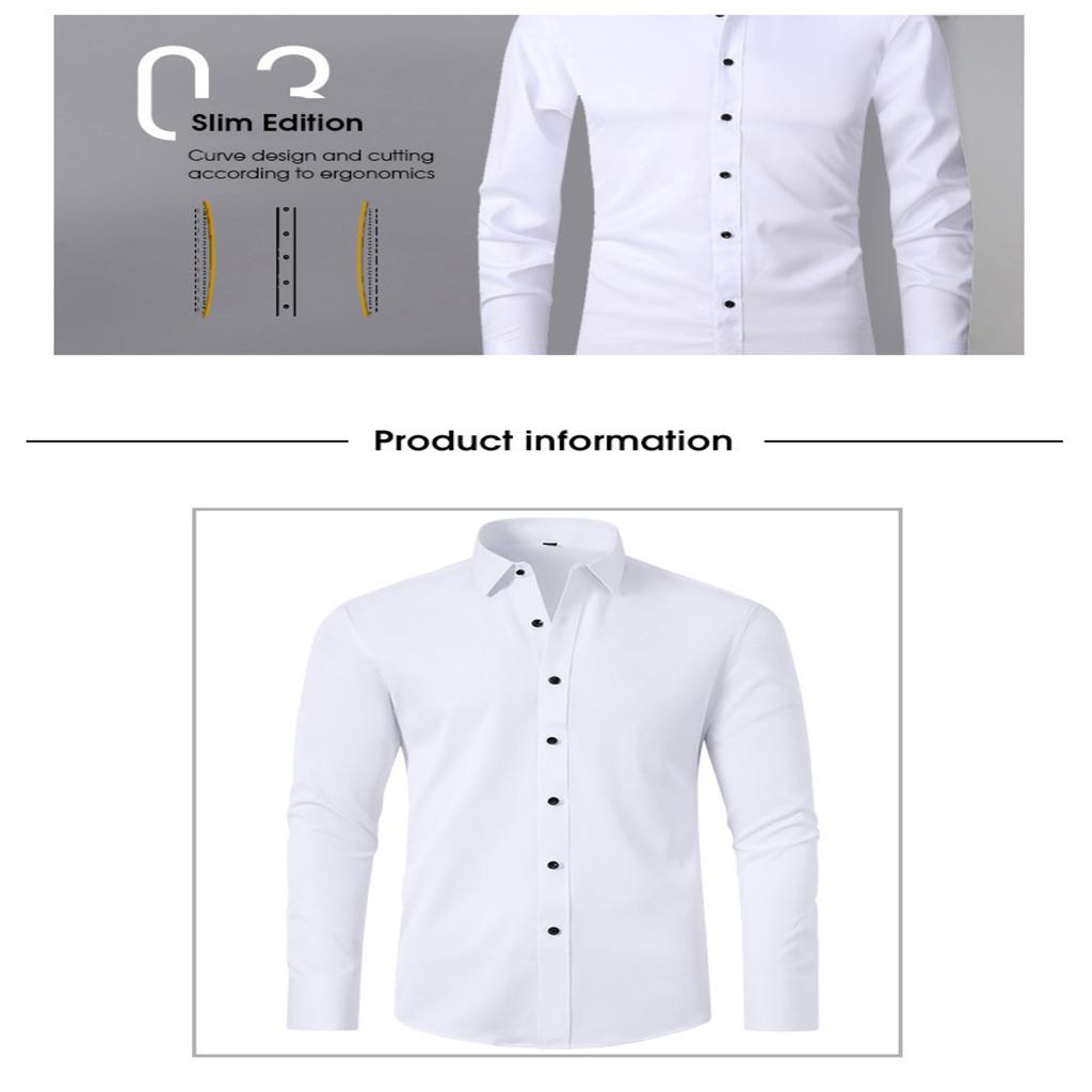 Men's Slim Fit Elastic Shirt, Business Thin Shirt