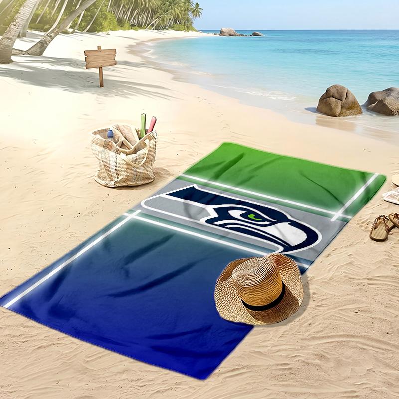 Пляжное полотенце с принтом Seattle Seahawks Мягкое Портативное Быстросохнущее?Сухое полотенце для бассейна, летнего отпуска, активного отдыха на природе