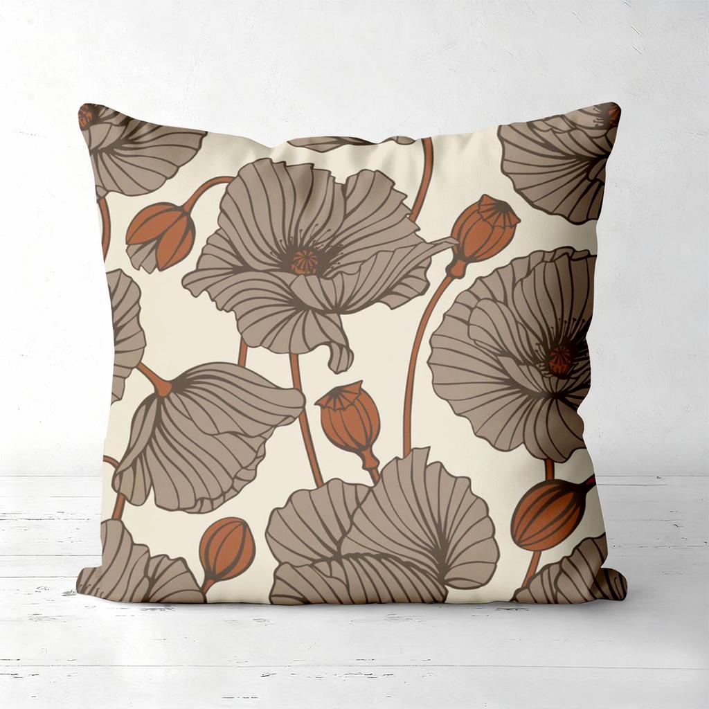 Pieces Vintage Poppy Floral Print Throw Pillow Covers Pattern Cushion Cover Suitable for Sofa Bedroom Car Pillow Cover