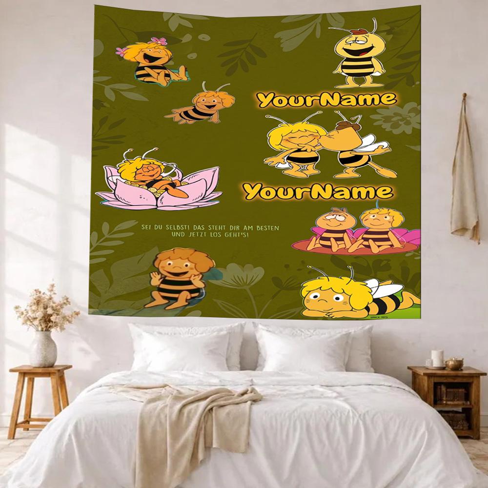 Biene Maja Custom Your Name Wall Decor Tapestry Art For Pet Memorial Birthdaywedding Party Backdrop Family Gift