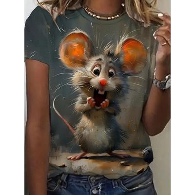 Аниме Кот Утка 3D Принт Графическая Футболка Женская Мода Повседневная Мультяшная Оверсайз Топы с Коротким Рукавом Футболки Женская Одежда Животное Y2k