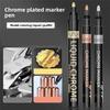 Chrome Effect Metallic Marker Pen Mirror Finish Paint Pen High Gloss Highlighting Paint Pen Electroplating Look for Crafts Art Design DIY Models