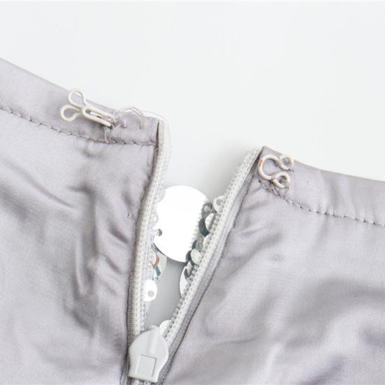 Women Mini Skirt High Waist Sparkling Sequin A-Line Short Skirt Hip Wrapped