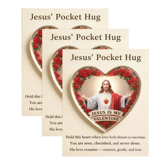 Jesus Pocket Hug Little Heart Pocket Hug Token with Inspirational Card Valentine's Day Gifts for Women Men Couple