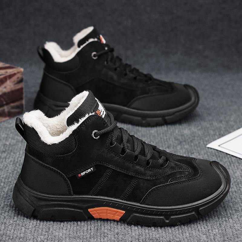 Новые модные мужские зимние плюшевые ботинки из искусственной кожи, зимние ботинки с подкладкой, утолщенные, водонепроницаемые, повседневные мужские кроссовки для походов на открытом воздухе
