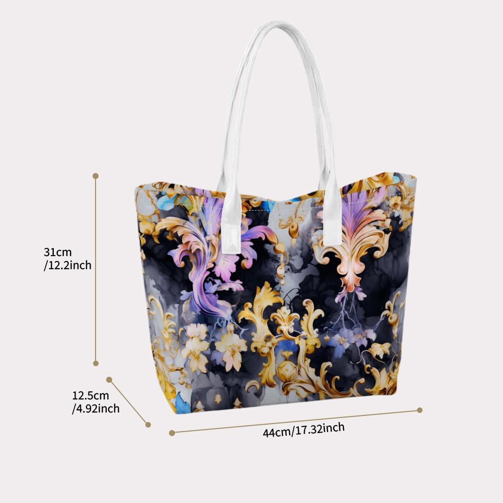Elegant Baroque Print Tote Bag Luxury Stylish Large Capacity Casual Shoulder Handbag for Daily Use