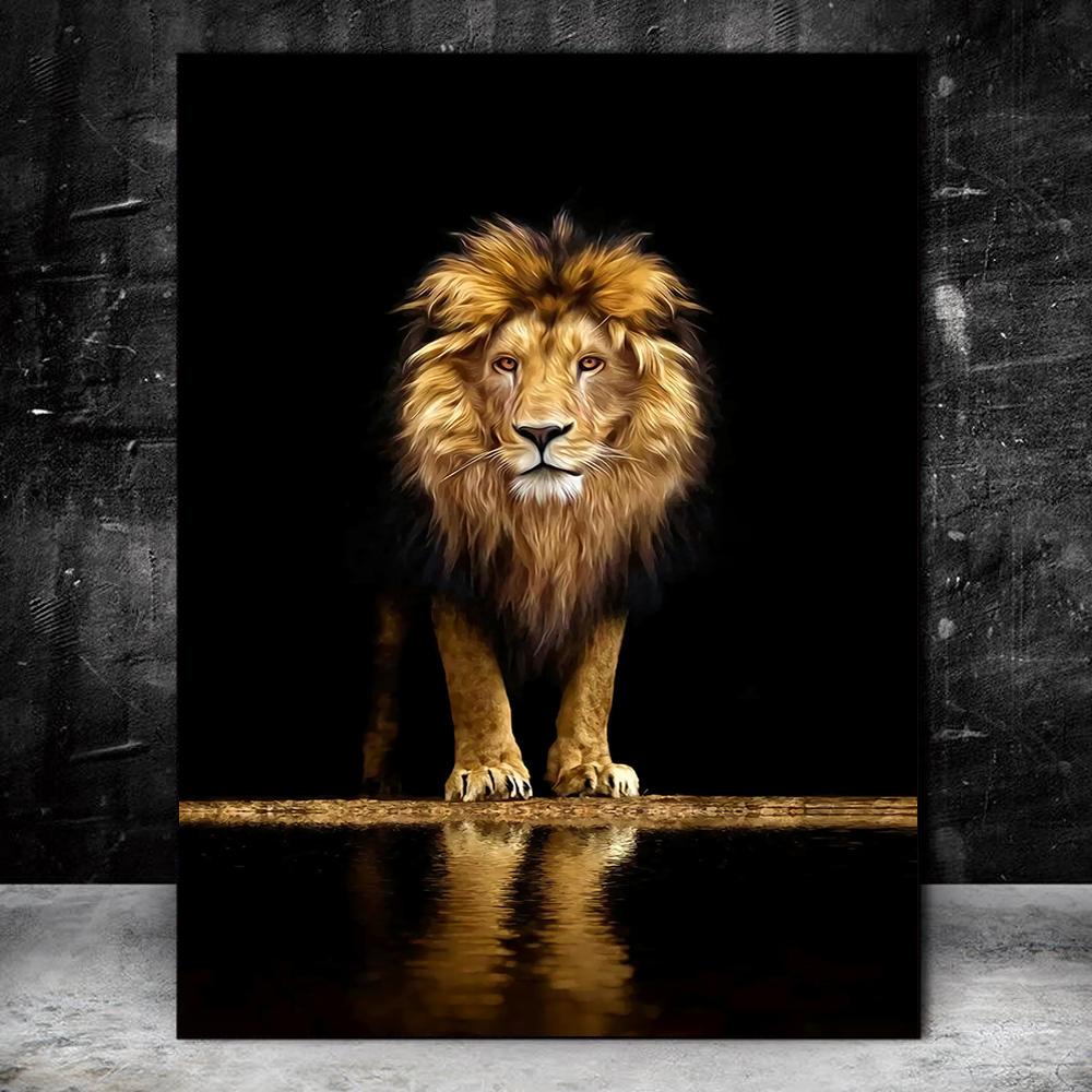 Дикие африканские львы в темноте, холст, картина на стене, художественные постеры и принты, черно-белые фотографии животных, декор для дома