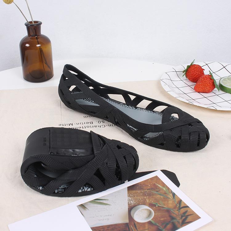 Летние женские сандалии Hollow Flat Shoes Женские сандалии без застежек Модные мягкие легкие шлепанцы Женская удобная пляжная обувь