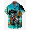 Мужская гавайская рубашка с рисунком скелета пирата капитана шторма парусного спорта с рисунком из мультфильма рубашка с коротким рукавом летние свободные пляжные рубашки для мальчика
