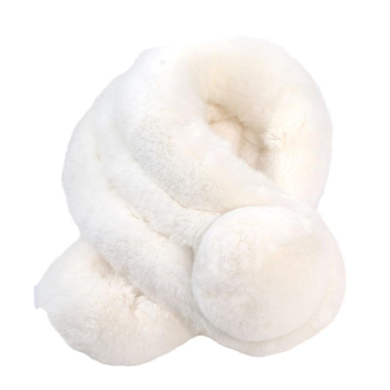 Real Rabbit Fur Scarf, Thickened Rex Rabbit Hair Big Ball Three-tube Japanese Scarf for Men and Women In Autumn and Winter, Keeping Women's Neck Warm