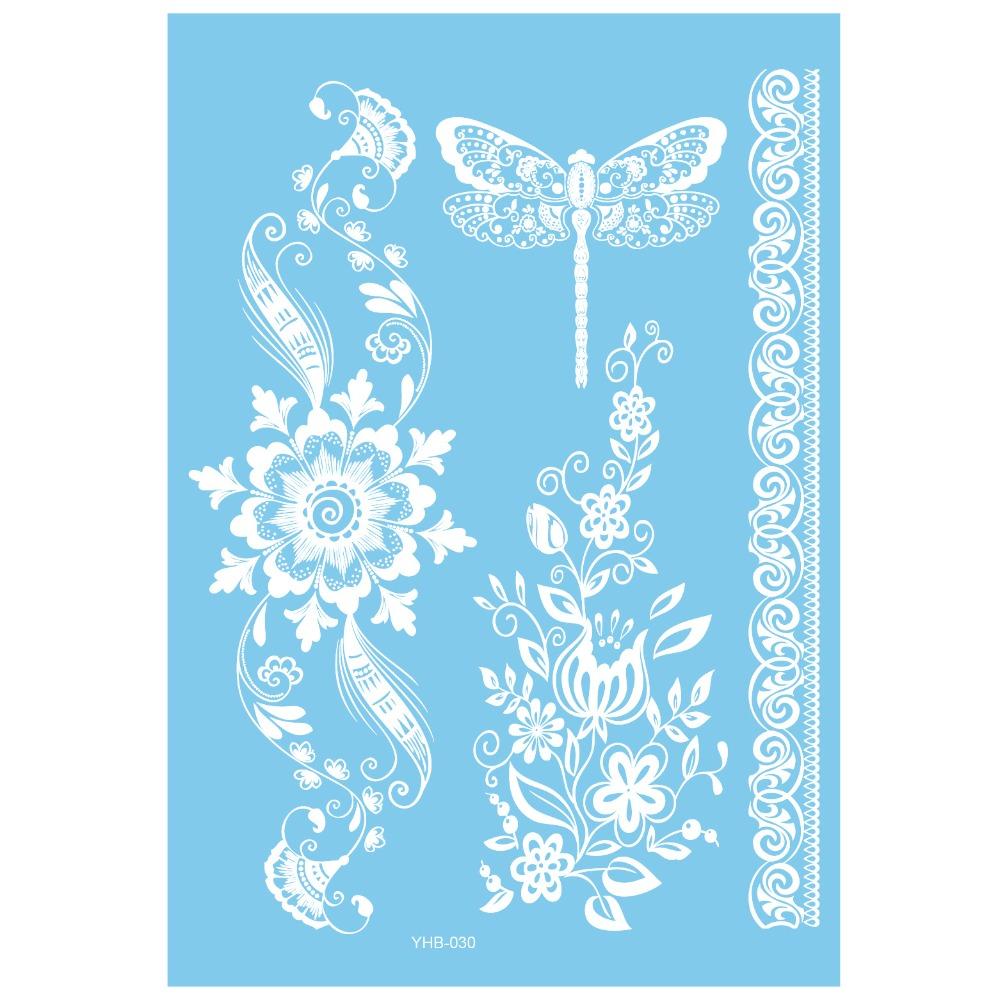 Waterproof White Tattoo Stickers Lace Flower Long-lasting Butterfly Tattoo Stickers Ethnic Style Temporary Tattoo Stickers